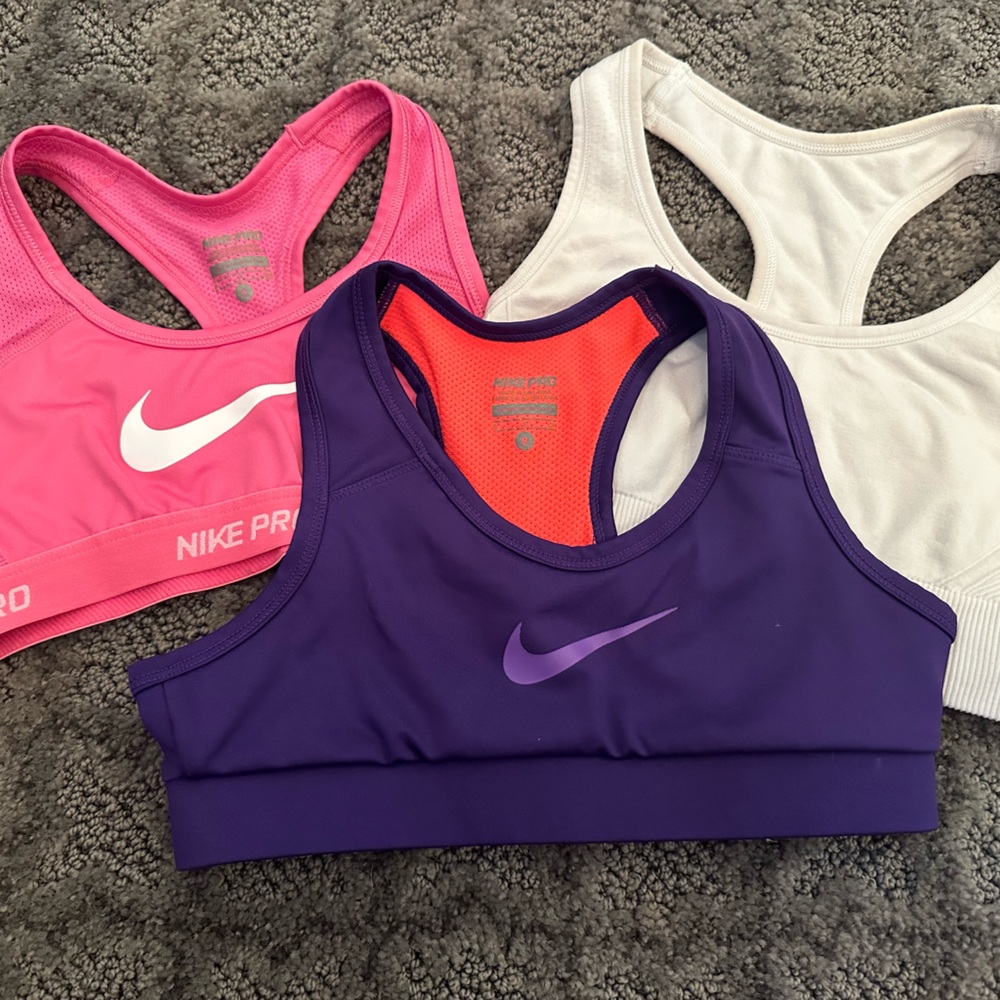 Child's Small Sports Bras 2 Nike Pro and 1 All in Motion